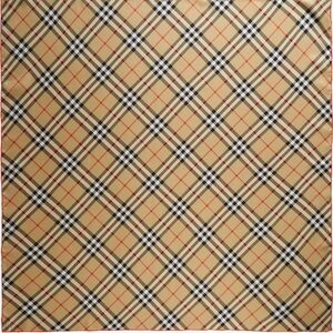 Beige Plaid Square Scarf with Black, White and Red Lines